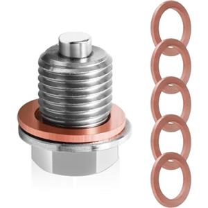 THXFUNAREA M14x1.5 Tappo Di Scarico Dell'olio Magnetico per Auto,Tappo Olio Motore,Guarnizione Magnetica per Vasca Dell'olio,Bullone Tappo Coppa Olio con Rondella Rame,Universale per Auto(M14x1.5)