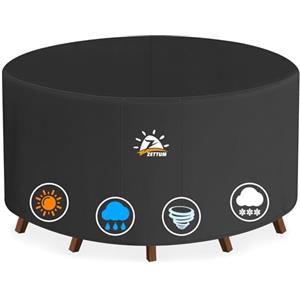 Zettum Copertura Rotonda per Mobili da Giardino Ø281 x 73 cm, Copertura per Tavolo da Esterno 600D, Impermeabile e Resistente, per Set Arredo Giardino da Pranzo da Esterno