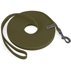 Wolfone Guinzaglio impermeabile da addestramento per cani, 9 m, verde militare, resistente, facile da pulire, adatto per richiamo, nuoto, campeggio, spiaggia, caccia, passeggiate
