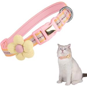 QINGZY Collare per Gattini, Collare per Gatti Regolabile Rosa, Collari Gatto Riflettente Regolabili con Fibbia di Sicurezza, collare Cane Cani Cuccioli, collare Gatto Regolabile Carina con Accessori Floreali