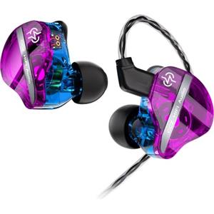 EZ EAR CCZ DC01 PRO HiFi In Ear Monitor Auricolari Potente diaframma per bassi Auricolari da gioco cablati Cuffie con cavo a latenza 0 reale Microfono HD per chiamate musicali Giochi(Viola, senza microfono)