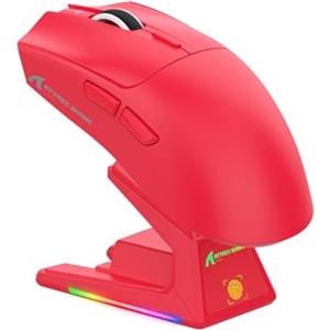 ATTACK SHARK X1 Gaming Mouse with Touchpad RGB Charging Dock, PixArt PAW3395PRO Gaming Sensor, BT/2.4G Wireless/Wired Gaming Mouse, 40000 DPI, 53g Superlight Gamer Mice for Win11/Xbox/PS/Mac (Red)