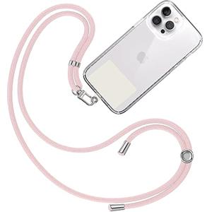 TBOC Cordino Catenella Laccio Strap Porta Cover [Rosa Chiaro] con Toppa di Fissaggio [Bianco Ice] per Telefono Cellulare da Collo - Tracolla Catenina con cordini Accessori Telefoni Universale Laccetti