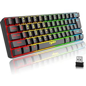 CROSS ZEBRA Tastiera Wireless Gaming, 61 Tasti Bluetooth 5.0 + 2.4G Dual-Mode Tastiera Retroilluminata Arcobaleno Ergonomica Piccola al 60% con Batteria Ricaricabile per Windows Mac PC PS4 Gamer, Nero