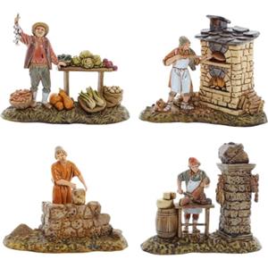Moranduzzo Set 4 Mestieri Napoletani per Presepe da Cm 10 Scala 1:20 - Statuine Presepe Indistruttibili - Stile 700', Pittura Rifinita a Mano, Prodotto Ufficiale, Made in Italy, Scultore M. Landi
