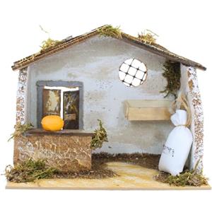 Moranduzzo Bottega Vuota, 20x14x18 cm, Stile Rustico, per Presepe da 10 cm - Ambientazione per Presepe, realizzata a mano, Prodotto Ufficiale, Made in Italy (Bottega Panettiere)