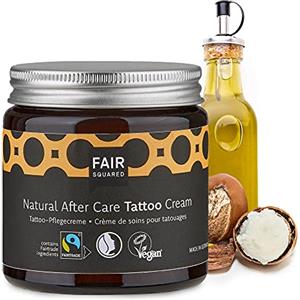 Fair Squared Vegan Natural After Care Tattoo Cream 100 ml - Natural Cosmetics After Tattoo Care Moisture - Fairtrade & Vegan - Tattoo Cream Fresh Tattoo senza parabeni