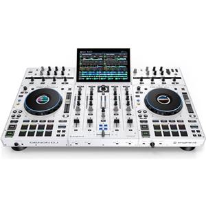 Denon DJ PRIME 4+ WHITE Controller Indipendente per DJ Con Stem Separation a 4 Deck, Streaming Wi-Fi, Mixer Drop Sampler, Touchscreen da 10.1, Controllo Luci, Bianco