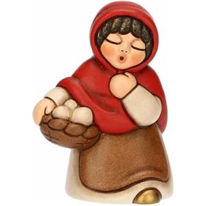 THUN - Donna con cesto di uova - ceramica - Collezione Presepe Classico - 5,7 x 4,7 x 8 cm