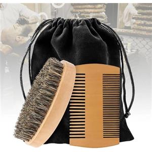 Bavooty Spazzola da Barba e Pettine da Barba Kit,Spazzola Barba Uomo,Spazzola Setole Cinghiale Barba,Set di Barba e Pettine di Legno,Spazzola per Barba,Spazzola con Setole di Cinghiale Perfetta per Quotidiano