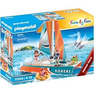 PLAYMOBIL 71043 Catamarano per Bambini dai 4 Anni - Gioco di Costruzione Galleggiante con Accessori