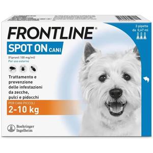 Frontline Spot On Antiparassitario per Cani e Cuccioli 2-10 Kg - Confezione da 3 Pipette