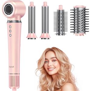 Bopcal Air Styler 5 in 1 Asciugacapelli con Sacchetto - Professionale Phon Capelli 160000 RPM，Arricciacapelli Automatico 32MM, Spazzola Aria Calda con 500 Milioni Ionico, Volumizzant, Liscio, Regali
