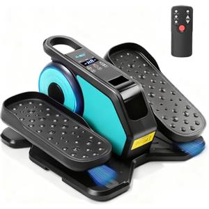 AOODIL Macchina Ellittica Sotto la Scrivania, Pedaliera Elettrica con Telecomando e Display LCD, Macchina per l'esercizio Delle Gambe a Velocità Regolabile per Anziani e Adulti (EM-03 Blu)