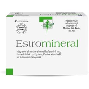 Estromineral, 40 Compresse, Integratore Menopausa con Isoflavoni di Soia, Fermenti Lattici, Equiseto, Calcio e Vitamina D3, Senza Glutine e Senza Lattosio