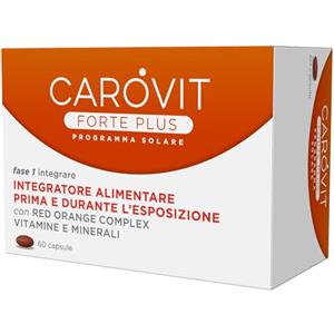 Carovit Forte Plus, Programma Solare, 60 Capsule, Integratore Abbronzatura per Prima e Durante l'Esposizione al Sole, con Vitamine E C B2