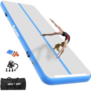 AKSPORT Tappeto Gonfiabile per Ginnastica da 3/4/5/6 metri Air Track Ginnastica Artistica 10/20 cm con Pompa Elettrica per Casa, Campeggio, Palestra,Formazione,Cheerleading
