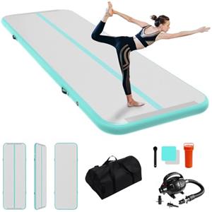 IBATMS Air Track Ginnastica Artistica 3/4/5/6 Metri, Tappeto Ginnastica Artistica da Casa con Pompa Elettrica, Tappetino Gonfiabile per Allenamento Yoga Cheerleading Fitness, 300x100x10cm Verde Menta