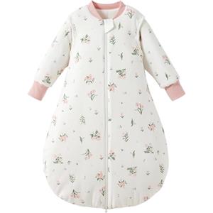 Duomiaomiao Sacco nanna 3.5Tog per bebè, Sacco 100% cotone per bebè invernale, Ragazze neonate, Sacco nanna per bambini maschi, Caldo per neonati e bambini piccoli(Fiori Rosa/100)