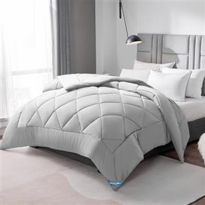 WAVVE Piumino Letto Matrimoniale Quattro 4 Stagioni 260x240 cm - Piumone 240x260 Invernale Autunnale - Trapunta 260 x 240 in Microfibra Sintetica, Grigio Chiaro
