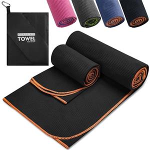 Elvior Asciugamano Palestra (Set 2) Con Borsa a Rete Portatile - 180x90cm + 100x50cm Asciugamano Microfibra a Rapida Asciugatura E Versatile - Telo Palestra per Viaggio, Sport E Piscina