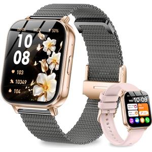 Fitoncloud Smartwatch Donna con Batteria 1000mAh, 1.83" HD Orologio Smartwatch con Chiamate/Fisiologia Feminile/Sonno/Frequenza Cardiaca/Contapassi, 100+ Sport, IP68 Smart Watch Android iOS Nero Oro