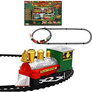 SIXIUDIA Trenino Elettrico per Bambini Treno elettrico di Natale,decorazione natalizia,treno con vagoni animati e binari Decorazioni Natalizie