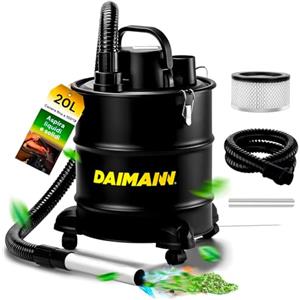 Avilia Bidone Aspiratutto 800W 20L Senza Sacco in Metallo con Filtro HEPA Lavabile e con Ruote - Aspiracenere Stufa Pellet, Aspira Foglie, Aspiracenere Barbecue, 39,5x30,5x30,5cm