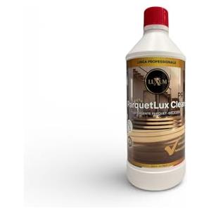 Luxum Parquet Lux detersivo parquet. Per robot lavapavimenti, detergente igienizzante autolucidante per pavimenti in legno. Antimpronta, non lascia schiuma. Formato 750 ml - conforme all'HACCP