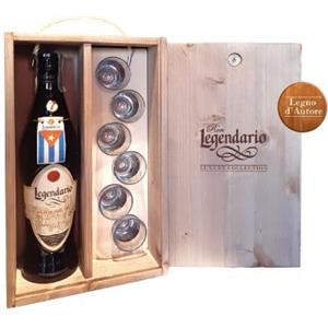 Generico RUM RON LEGENDARIO ELIXIR 7 ANNI Riserva - CHUPITO SERVITO Luxury Collection - Cassetta di Legno 6 Chupito di Vetro + 1 Bottiglia Ron Legendario 7 Anni -
