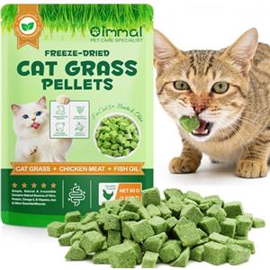CiAIplw Snack per Gatti con Erba Gatta, 80g Crocchette di Erba Gatta Liofilizzata, Premio Naturale per Favorire la Digestione, Controllo dei Boli di Pelo, Cura Dentale, Ricetta con Pollo & Olio di Pesce