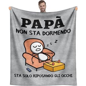 SDOES Regalo Papà, Regalo Festa del Papà, Regali Papa Compleanno Coperta, Regali per Papa da Figlia e Figlio 130 x 150 cm