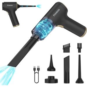 Primizia Aspirapolvere Auto, Rimuovi Polvere Elettrico Senza Filo 2in1 Ricaricabile con USB, Mini Aspirabriciole Portatile, (Potente 100W,7.4V,6500Pa,42000 giri/min), Nero