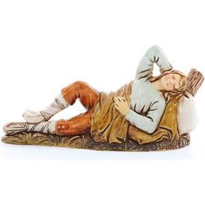 Moranduzzo Dormiente per Presepe da Cm 10 Scala 1:20 - Statuine Presepe Indistruttibili - Stile 700', Pittura Rifinita a Mano, Prodotto Ufficiale, Made in Italy, Scultore M. Landi