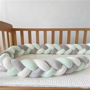 PTKG Barriera Letto Bambini Treccia Paracolpi Paracolpis Antisoffoco Anticaduta Protezione Morbida e Sicura Sponda per Lettino Portatile Portatile Protezione Cuscino Laterale,G11,150CM