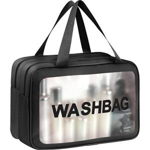 Aucuu Borse Da Toilette Trasparente, Beauty Case Trasparente, PVC Trousse da Viaggio Impermeabile, Borsa Cosmetici da Viaggio, Cosmetici Trucco Portatile per Bagno, Piscina, Aereo