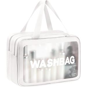 Aucuu Borse Da Toilette Trasparente, Beauty Case Trasparente, PVC Trousse da Viaggio Impermeabile, Borsa Cosmetici da Viaggio, Cosmetici Trucco Portatile per Bagno, Piscina, Aereo