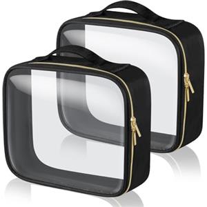 Aucuu Beauty Case Trasparente con 2 Pezzi Borse da Toilette, Borsa Cosmetici Impermeabile da Viaggio