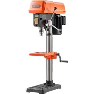 VEVOR Trapano a Colonna da Banco da 254 mm, Potenza Nominale 400 W, Velocità variabile, Stabile con Laser e Luce di Lavoro a LED, Trapano a Colonna da Banco per Lavorazione del Legno e Metallo