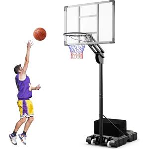 COSTWAY Canestro da Basket da Esterno per Adulti Professionale, Canestro da Basket Portatile e Regolabile 149-305 cm con Tabella Indistruttibile, 2 Ruote, Base Riempibile e Sacchetto di Pesi