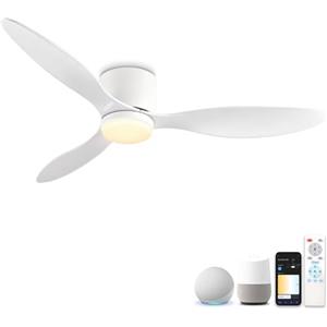 ycwdcz Ventilatore da Soffitto con Luce LED e Telecomando, 106cm Smart WiFi Compatibile con Alexa/Google Home, Motore DC Silenzioso, Reversibile Estate/Inverno, Basso Profilo per Camera da Letto