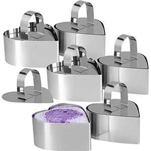 xocome 6 Pezzi Coppapasta Stampo Cuore, Anello per Torte,Stampo per Crostate Inossidabile con Coperchio in Acciaio Inossidabile, Strumento di Pasticceria 8cm di Diametro (Cuore)
