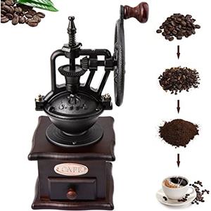 Aedcbaide Macinino da caffè manuale, macinacaffè in legno, macinacaffè manuali retrò, macinacaffè vintage in stile britannico antico, impostazione dell'ingranaggio di ruvidità regolabile