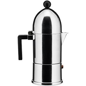 Alessi La Cupola A9095/3 B Caffettiera di Design in Fusione di Alluminio, Manico e Pomolo in PA Nero, 3 Tazze