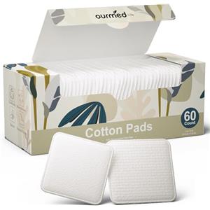 Ourmed Life Grandi dischetti di cotone per la rimozione del trucco, morbidi e privi di lanugine con design con cuciture pressate, resistenti cuscinetti struccanti per la pulizia del viso su tutti i