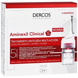 VICHY DERCOS Aminexil Trattamento Anti-Caduta Donna 12 Fiale 6ml - Multi-Azione per Capelli Più Spessi e Densi