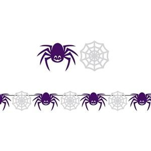 FIESTAS GUIRCA | Ghirlanda di ragni e ragnatele (300 cm) - Decorazione di Halloween e feste in costume - Ideale per un'atmosfera terrificante in celebrazioni - Bianco e Nero