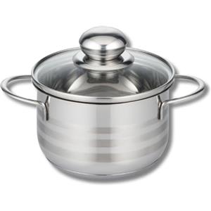 ELO Pentola a induzione, Pentola in acciaio inox da 14 cm, Coperchio in vetro, Acciaio inossidabile, 14 cm, Grigio 2