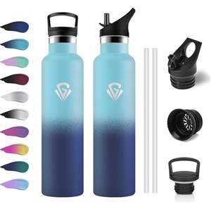 KollyKolla Borraccia Acciaio Inox 1 Litro, Bottiglia Termica Senza BPA, a Prova di Perdite, Borraccia con Cannuccia, Isolamento Doppia Parete, Facile Pulizia, Termos per Ciclismo, Palestra, Campeggio, Gym