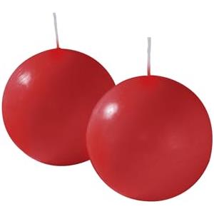 Cereria di Giorgio - 4 Candele Sfera - Diametro 8 cm - Colore Rosso - Durata 17 Ore - Non profumate